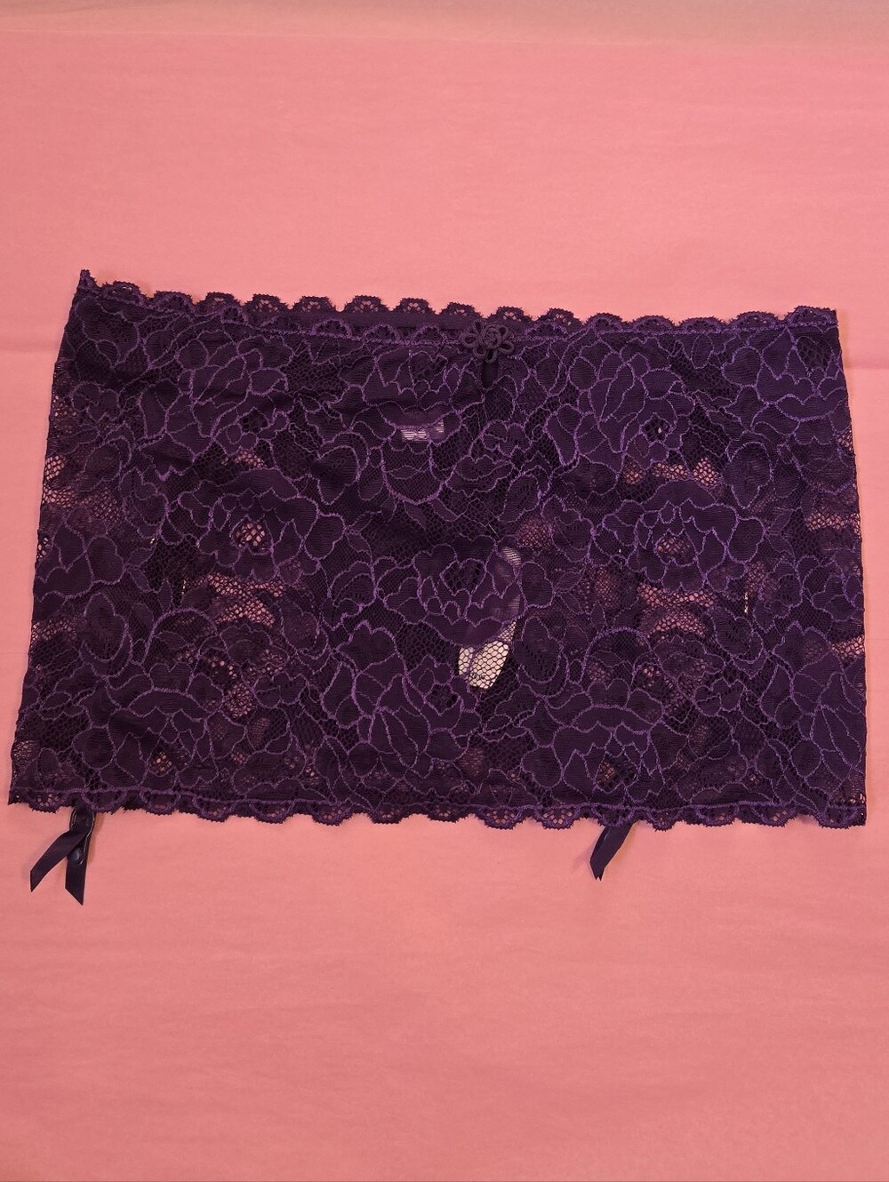 Victoria's Secret VS Purple Floral Lace Garter Skirt Panty, S